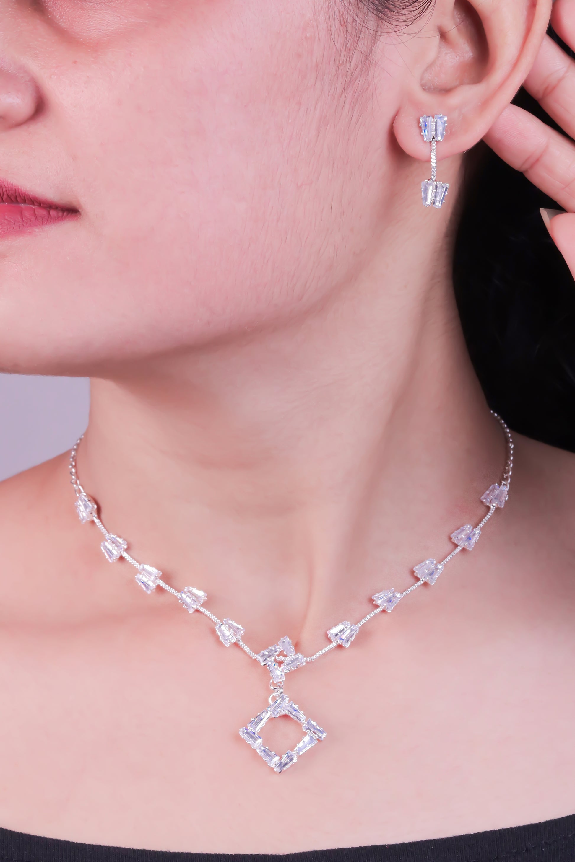 Twin Square Diamond Set For Women