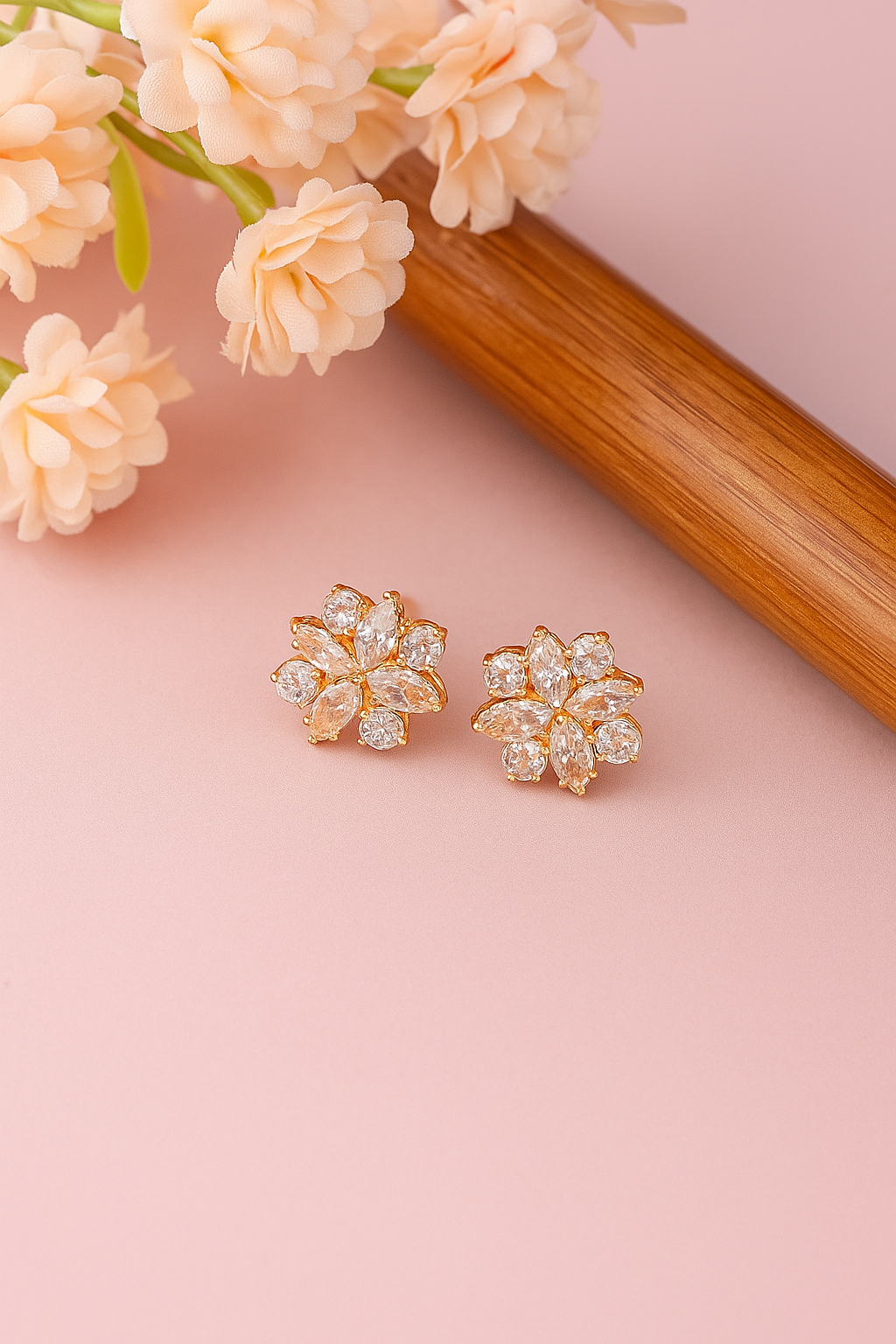 Rose Diamond Stud Earrings For Women