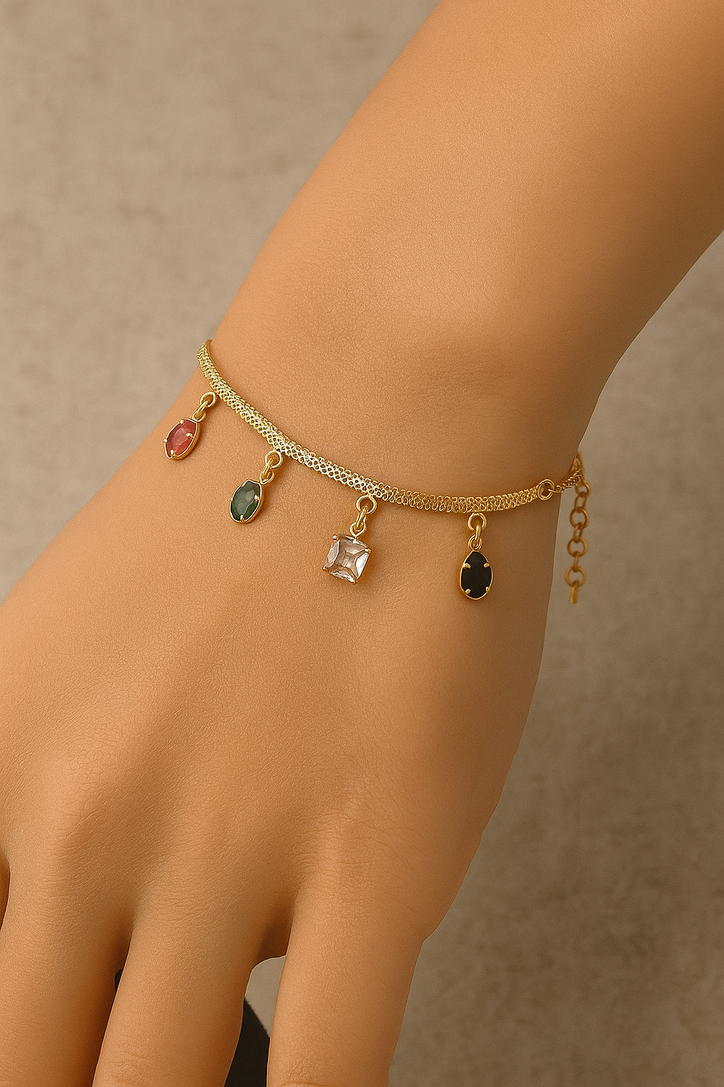 Five Charm Gem Bracelet For Women