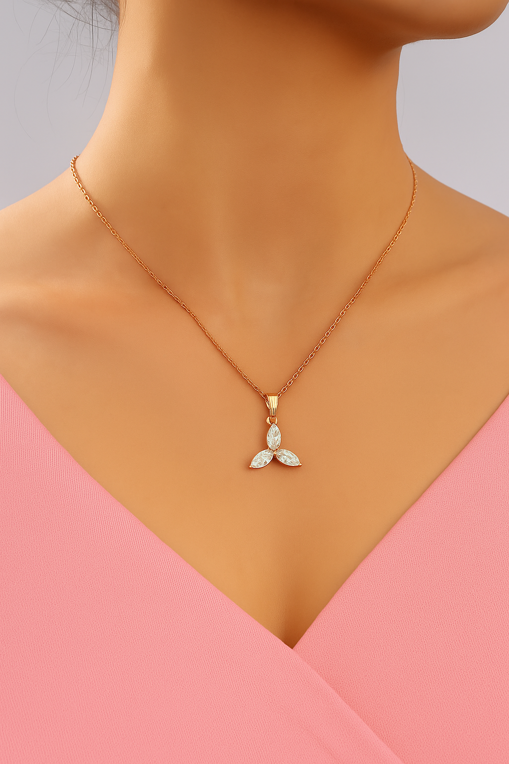 Trio Leaf Pendant Necklace For Women