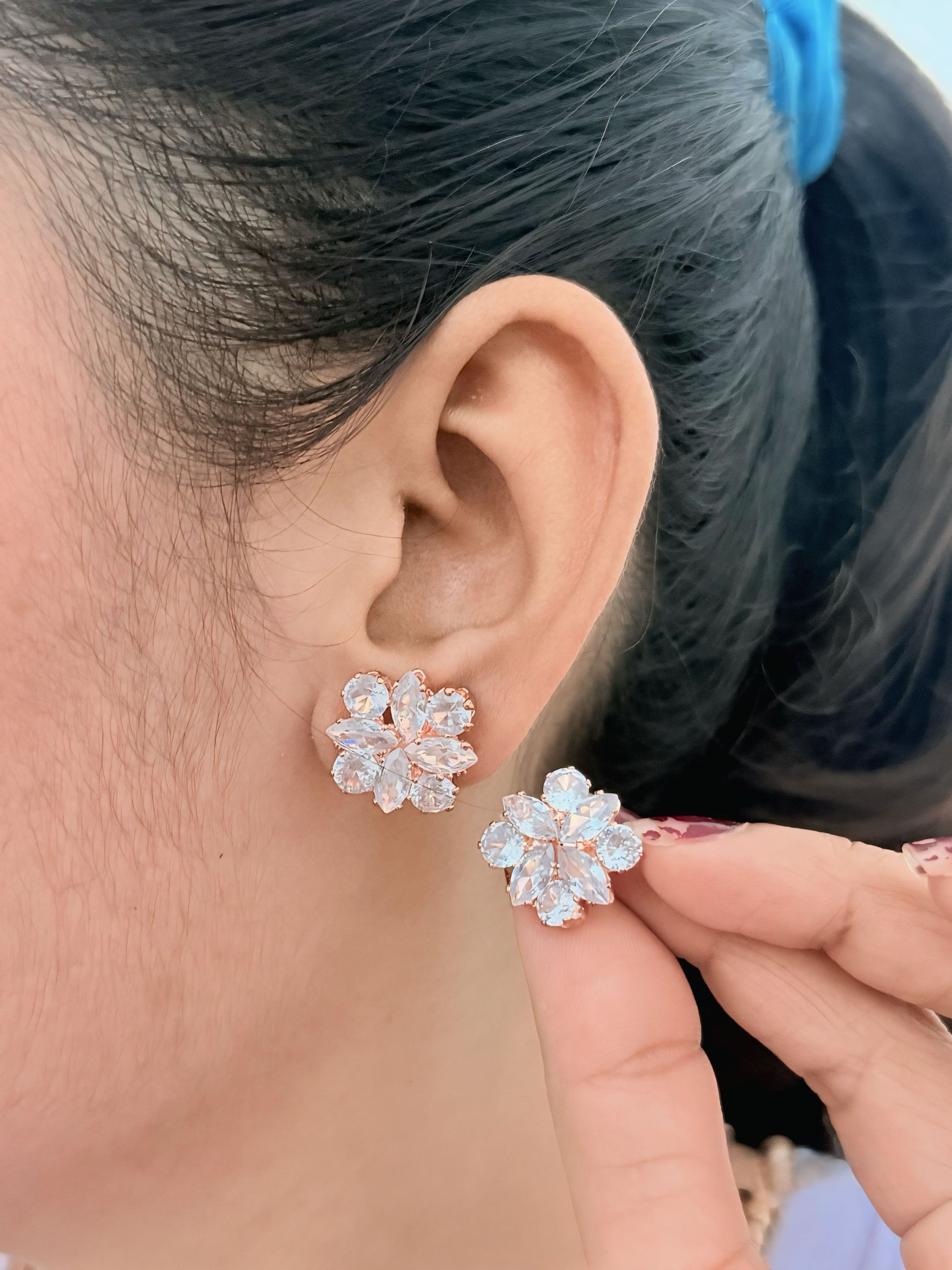 Rose Diamond Stud Earrings For Women