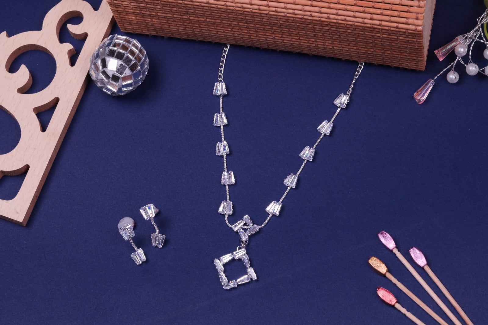 Twin Square Diamond Set For Women