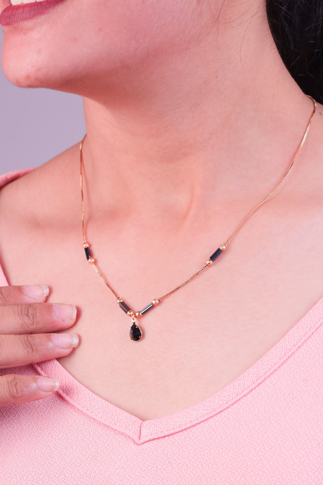 Elegant Black Drop Necklace For Women